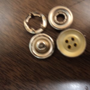 YELLOW button look poly pearl snap fastener-4 part snap-size 18 7/16&quot; diameter.  1 dozen-made in the USA