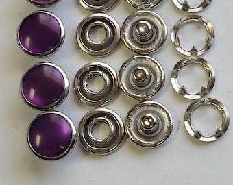 1 dozen(12 pcs) complete sets-Western Polyester pearl snap-Purple-size 18-7/16&quot; diameter