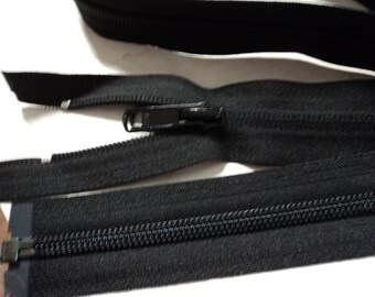 100" YKK® sleeping bag zipper, black, double tab slider.  made in USA