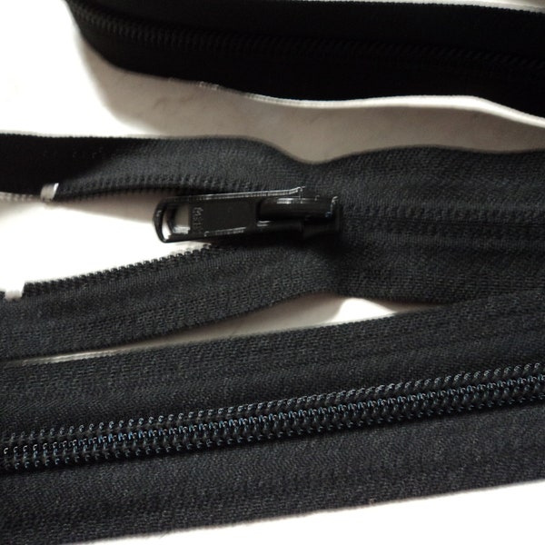 100" YKK® sleeping bag zipper, black, double tab slider.  made in USA