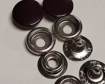 Heavy duty durable snaps-size 24-5/8" diameter-maroon-complete sets-1 dozen-made the usa