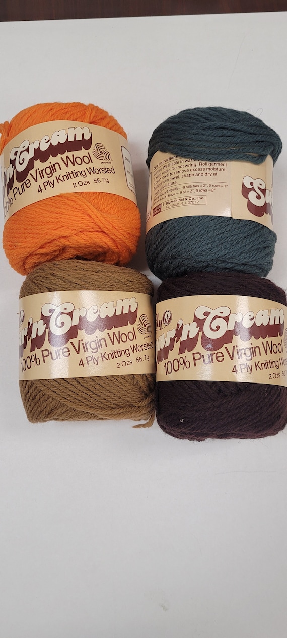 lily sugar 'n cream wool yard-4 ply-100% virgin wool fashion yarn-2 ounce ball