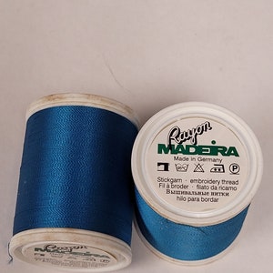 Madeira Embroidery thread, #40 Rayon.  1100 yd spool. Teal(color #1096)
