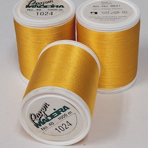 Madeira Embroidery thread, #40 Rayon.  1100 yd spool.  #1024 GOLDEN-ROD