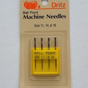 Standard Point Sewing Machine Needles, assorted-sizes 11, 14 & 16.   4 needles per package.