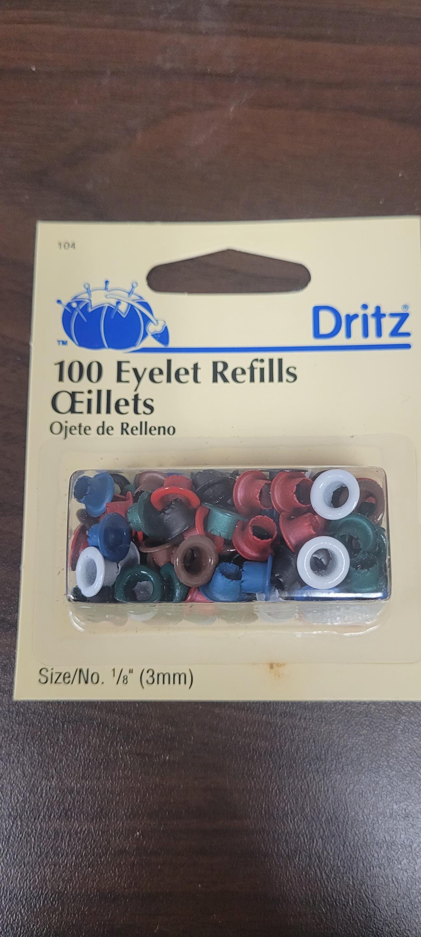 100 Eyelet Refills, Assorted Colors. Size-1/8
