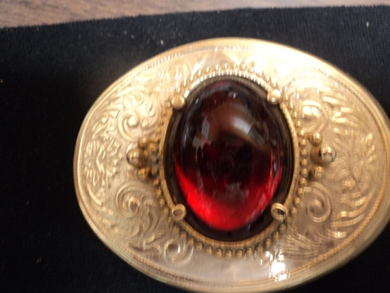 Western Belt Buckle-imitation Red Stone on Imitation Gold  display picture 1