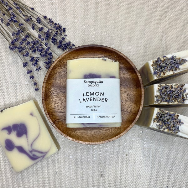 Lemon Lavender Soap - natural, cold process, lemon lavender essential oil scent, shea butter, plastic-free, zero-waste