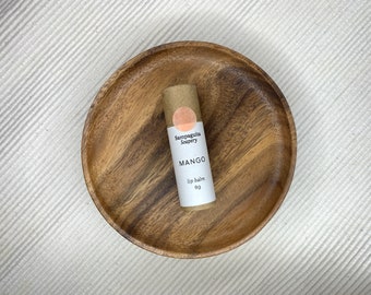 Mango Lip Balm - All Natural Chap Stick, Cocoa and Mango Butter, Avocado Oil, Zero Waste Biodegradable Packaging