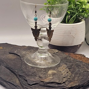 Western Style Arrowhead Earrings with Turquoise Bead