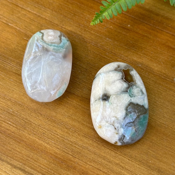 Flower Agate Palm Stones