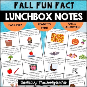 Lustige Herbstfakten für die Lunchbox – druckbare Notizen für die 2. bis 5. Klasse