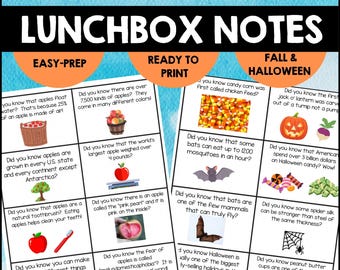 Notas divertidas de otoño para el almuerzo de los niños, notas imprimibles para la lonchera de otoño, grados 2-5