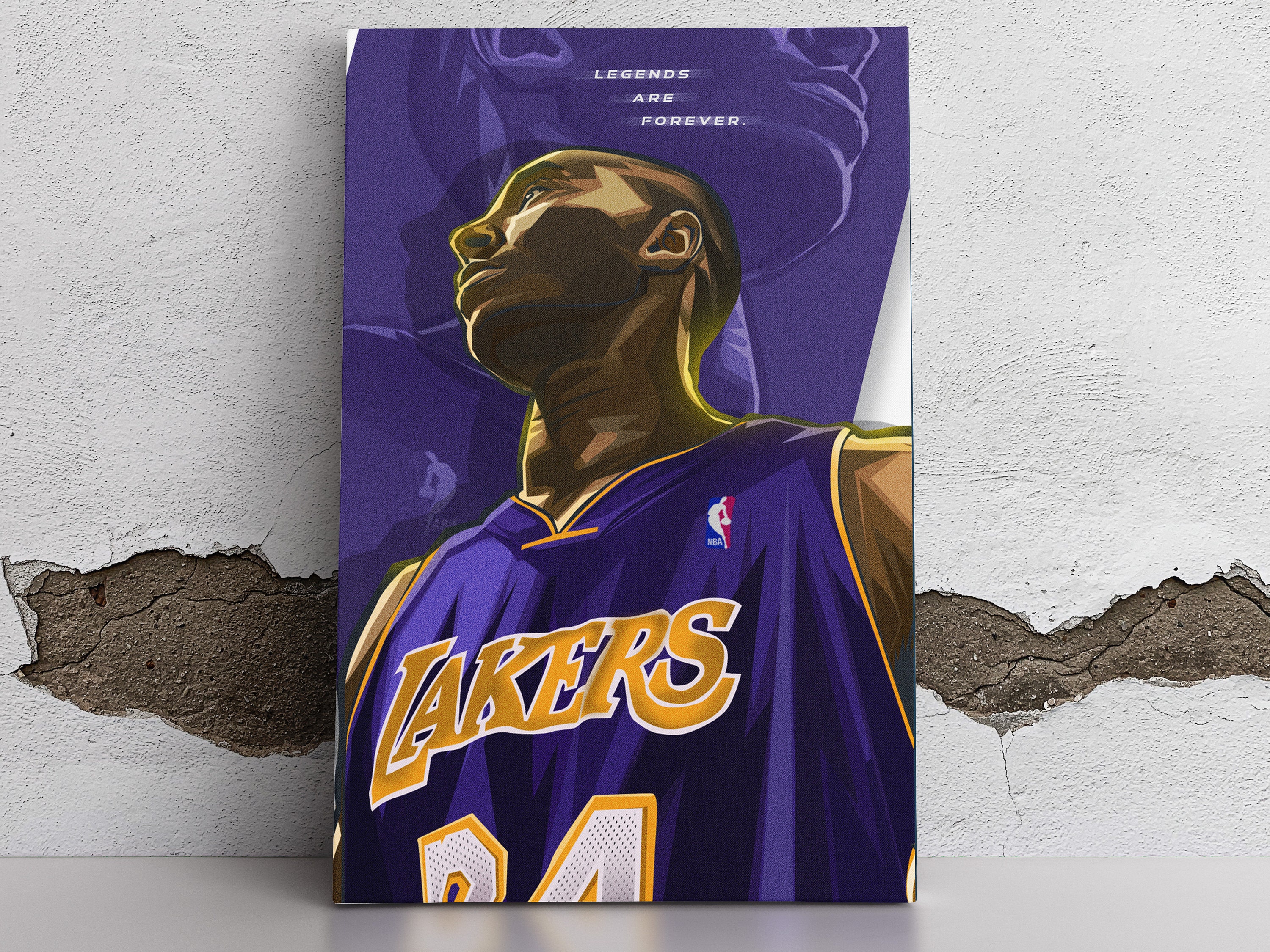 Kobe Bryant Jersey Poster LA Lakers 08/09 Retro Artwork 