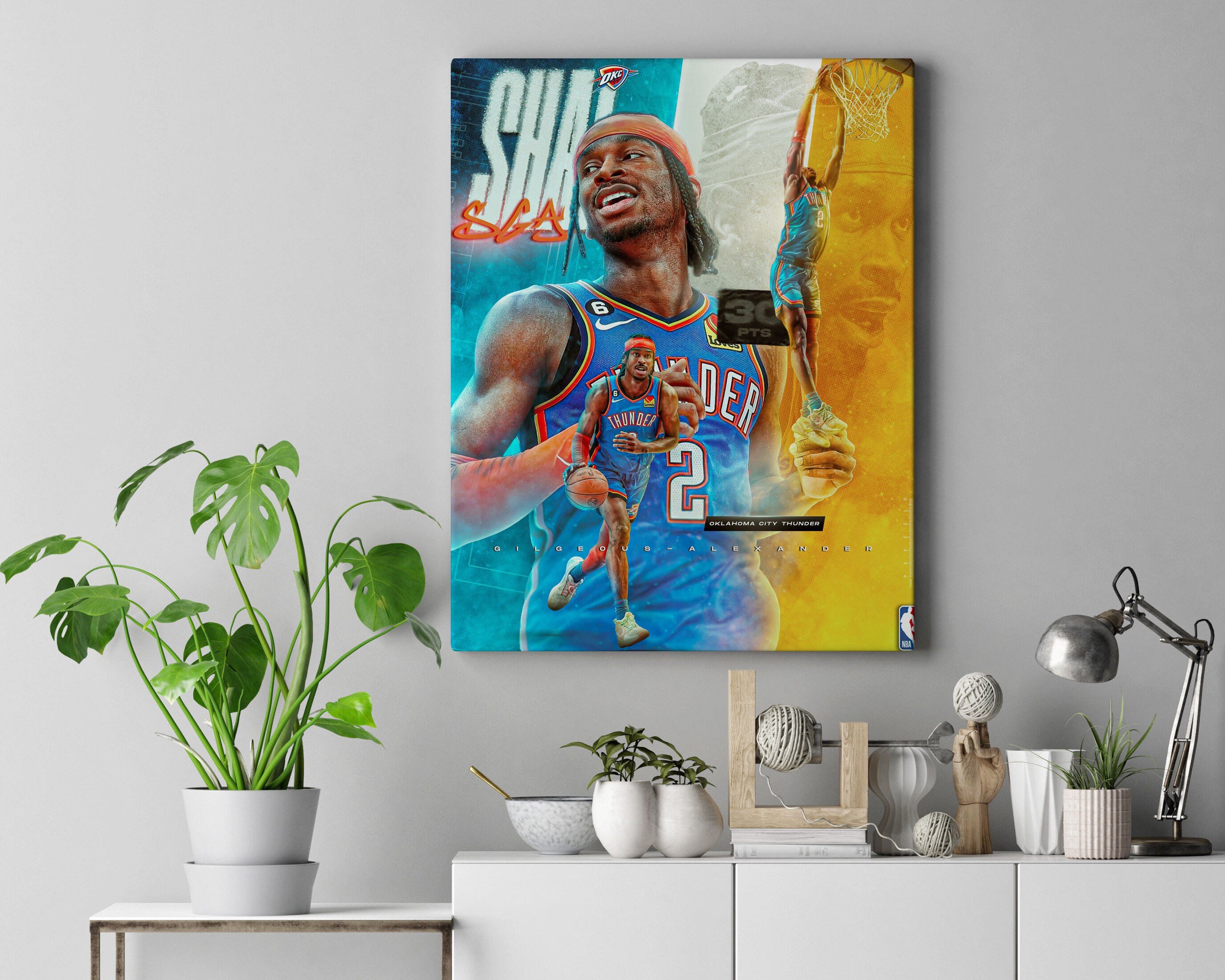 ✺Framed✺ OKC THUNDER NBA Basketball Poster SHAI GILGEOUS