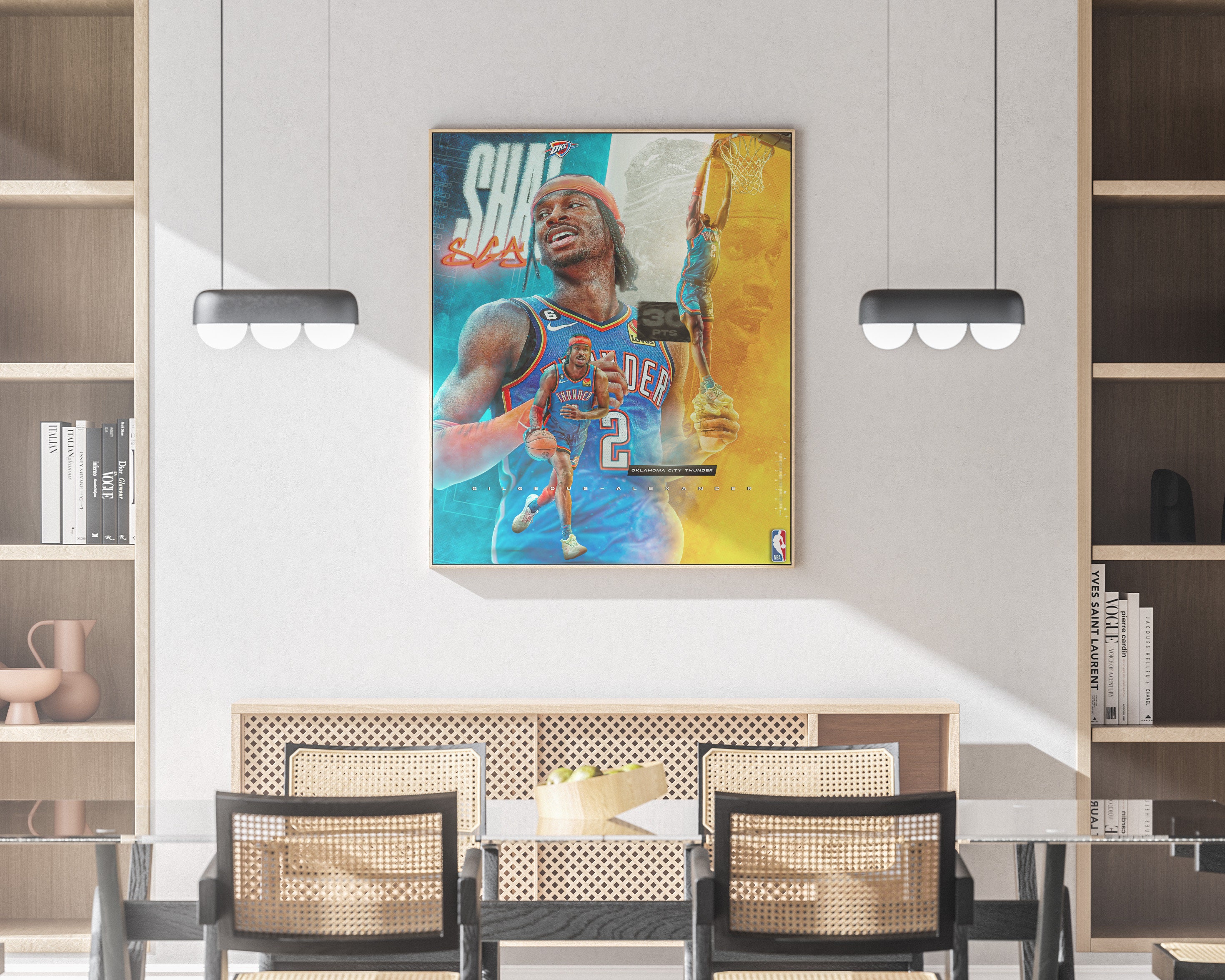 ✺Framed✺ OKC THUNDER NBA Basketball Poster SHAI GILGEOUS