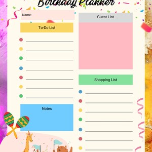 Party Planning Template, Party Guest List, Party Budget, Shopping List ...