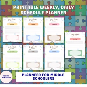 Cute Weekly Schedule for Kids, Daily Schedule, Daily Planner, Planner, kids Planner, Instant download, 8.5 x 11 inches planner, kids