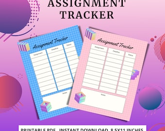 Printable Assignment Tracker, School Schedule, Everyday School Activities, Planner, School Planner, downloadable, 8.5 x 11 inches Planner