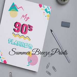 jaren 90 nostalgische afdrukbare planner | Retro | Begroting | Dagelijks | Wekelijks | Maandelijks | Organisator | Direct downloaden | mama leven | Thuis Beheer afbeelding 1