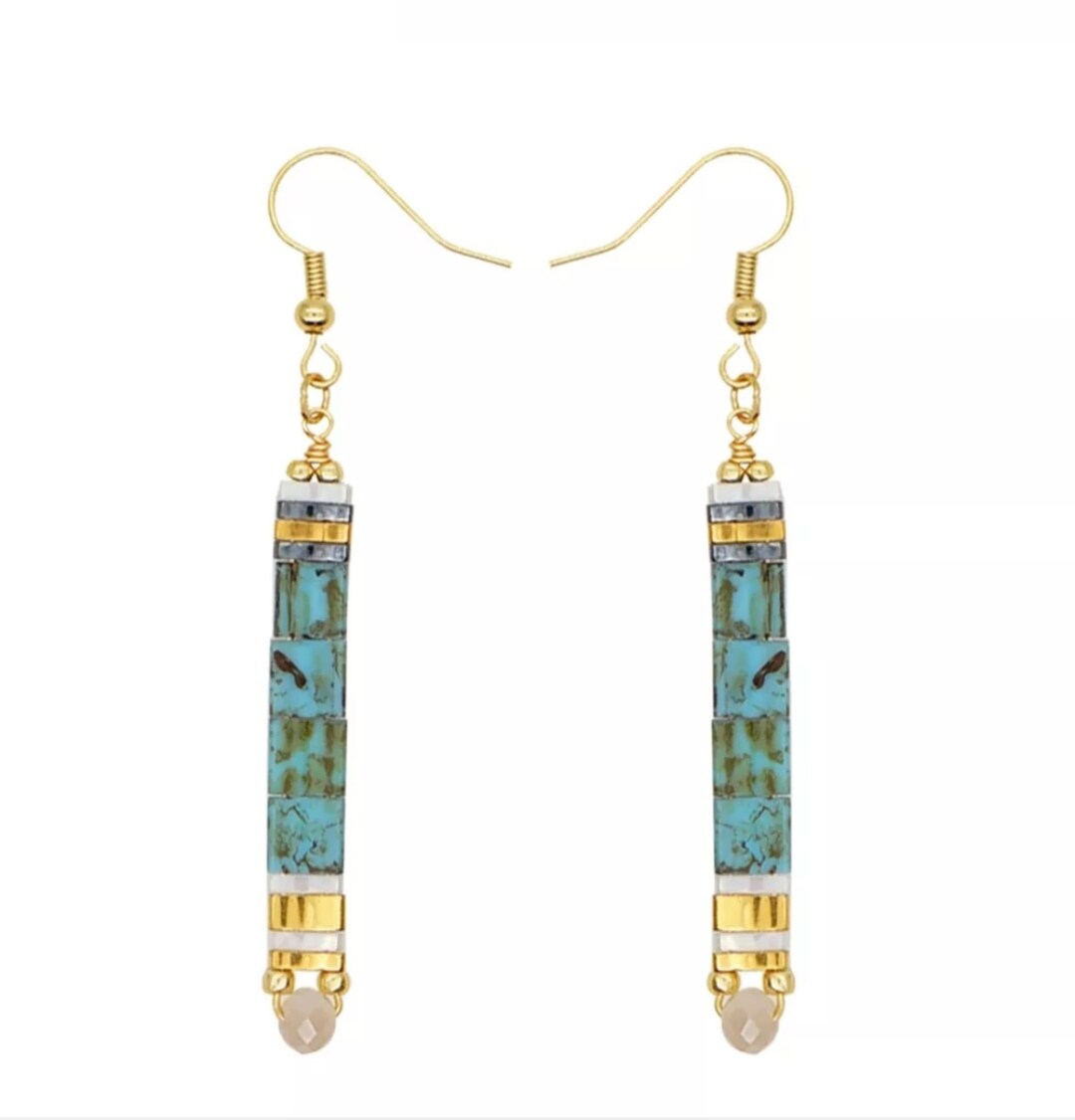 Beaded Earrings Glass Beaded Dangle Earrings Boho Earrings Etsy