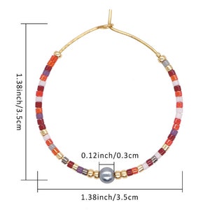 Glass Beaded Hoop Earrings, Colorful Beaded Earrings, Medium Seed Beaded Hoop Earrings image 3