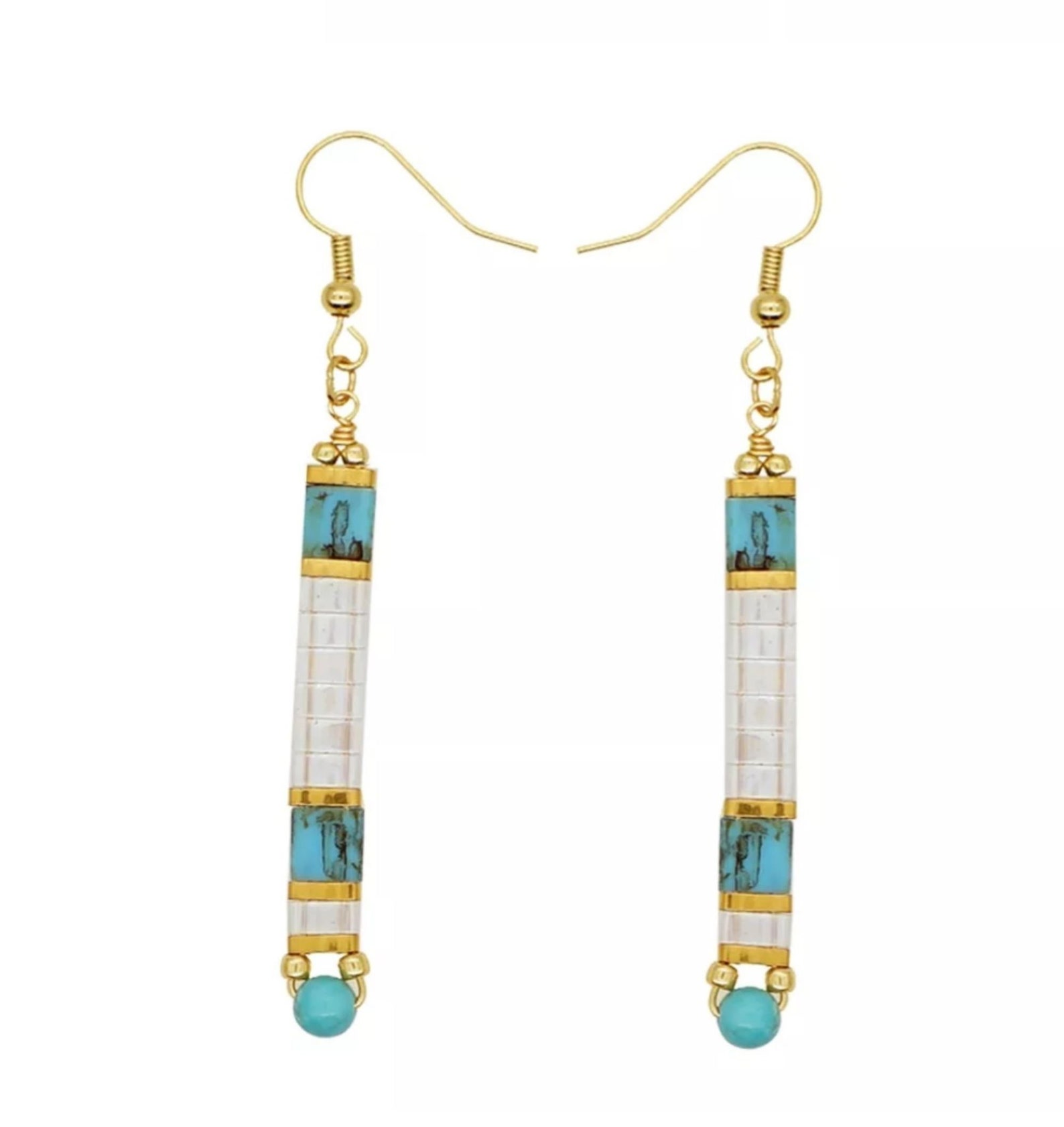 Beaded Earrings, Glass Beaded Dangle Earrings, Boho Earrings, Handmade