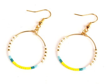 Dangle Earrings, Colorful Miyuki Seed Bead Earrings, Round Earrings, Drop Earrings
