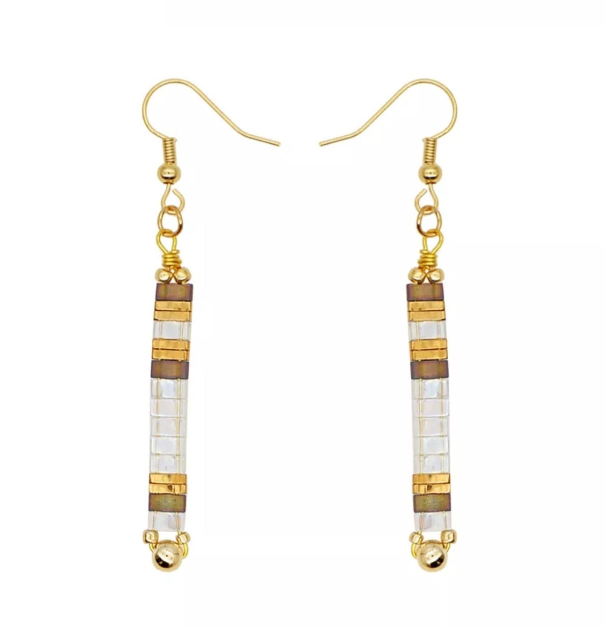 Beaded Earrings Glass Beaded Dangle Earrings Boho Earrings Etsy