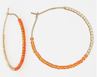 Seed Bead Earrings, Simple Hoop Ear Ring, Miyuki Beaded Earrings, Summer Trend Earrings