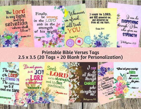 20 Printable Bible Verses and Scripture Tags 2.5 X 3.5 - Etsy