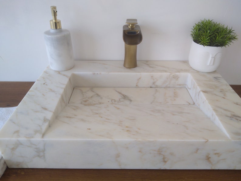 Calacatta Viola Hidden Drain Sink Sink Vanity Bathroom - Etsy Hong Kong