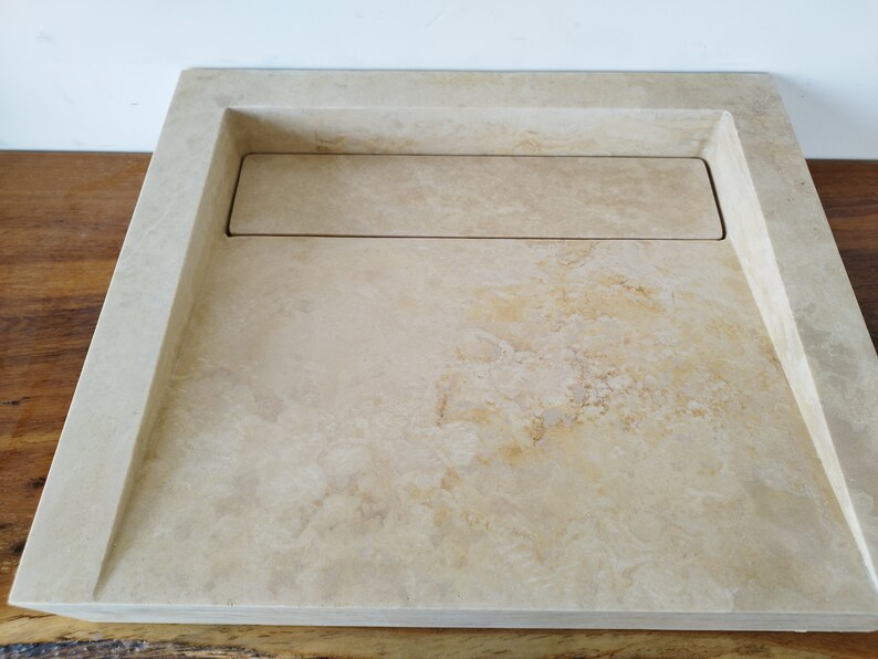 Travertine Bathroom Sink Rectangle Hidden Drain Sink Sink Vanity Marble