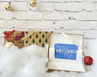 Gift Card Holder Boxes - Krafty Christmas Popup Insert 4-Pack with satin stretch ribbons