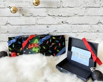 Christmas Gift Card Holder Boxes - Neon & Holographic Lights, 4-Pack