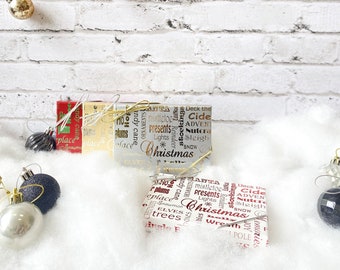 Gift Card Holder Box - Christmas Memories 4-Pack with Popup insert & metallic stretch ribbons