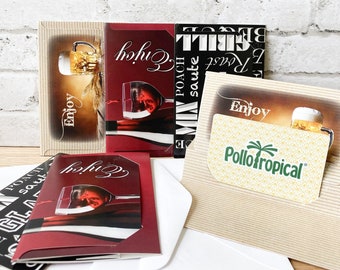 Pop Up Gift Card Holders - Dinner Out Food and Wine 6-Pack