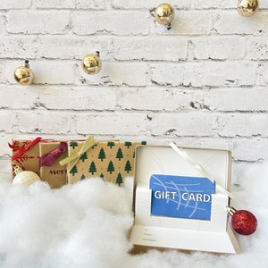 Gift Card Holder Boxes - Krafty Christmas Popup Insert 4-Pack with satin stretch ribbons