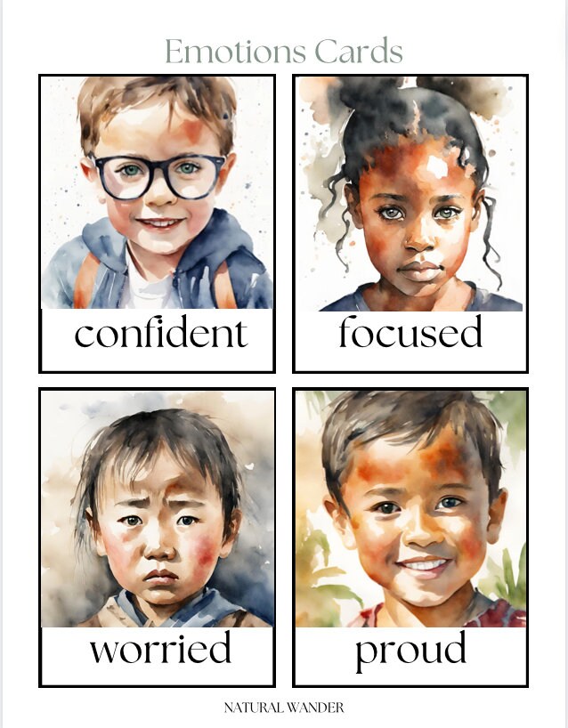 Emotions Cards - 16 Printable Instant Downloads Watercolor for Kids - Etsy