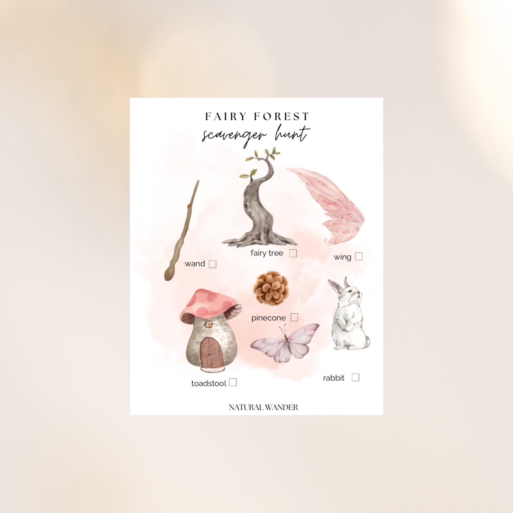 Fairy Nature Scavenger Hunt, Printable Instant Download Watercolor for ...