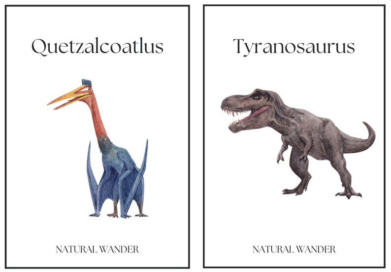 Dinosaur Flashcards, Printable, Instant Downloads, Watercolor Dinosaurs ...