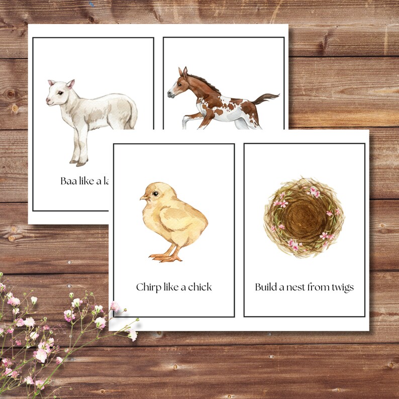 Spring Movement Cards, 20 Cards, Montessori Activity, hands-on kids activity, Pre-school game, Active Game image 3