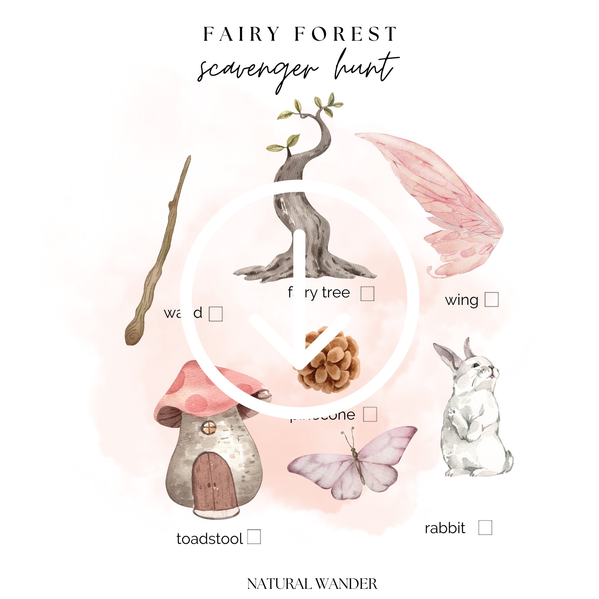 Fairy Nature Scavenger Hunt, Printable Instant Download Watercolor for ...