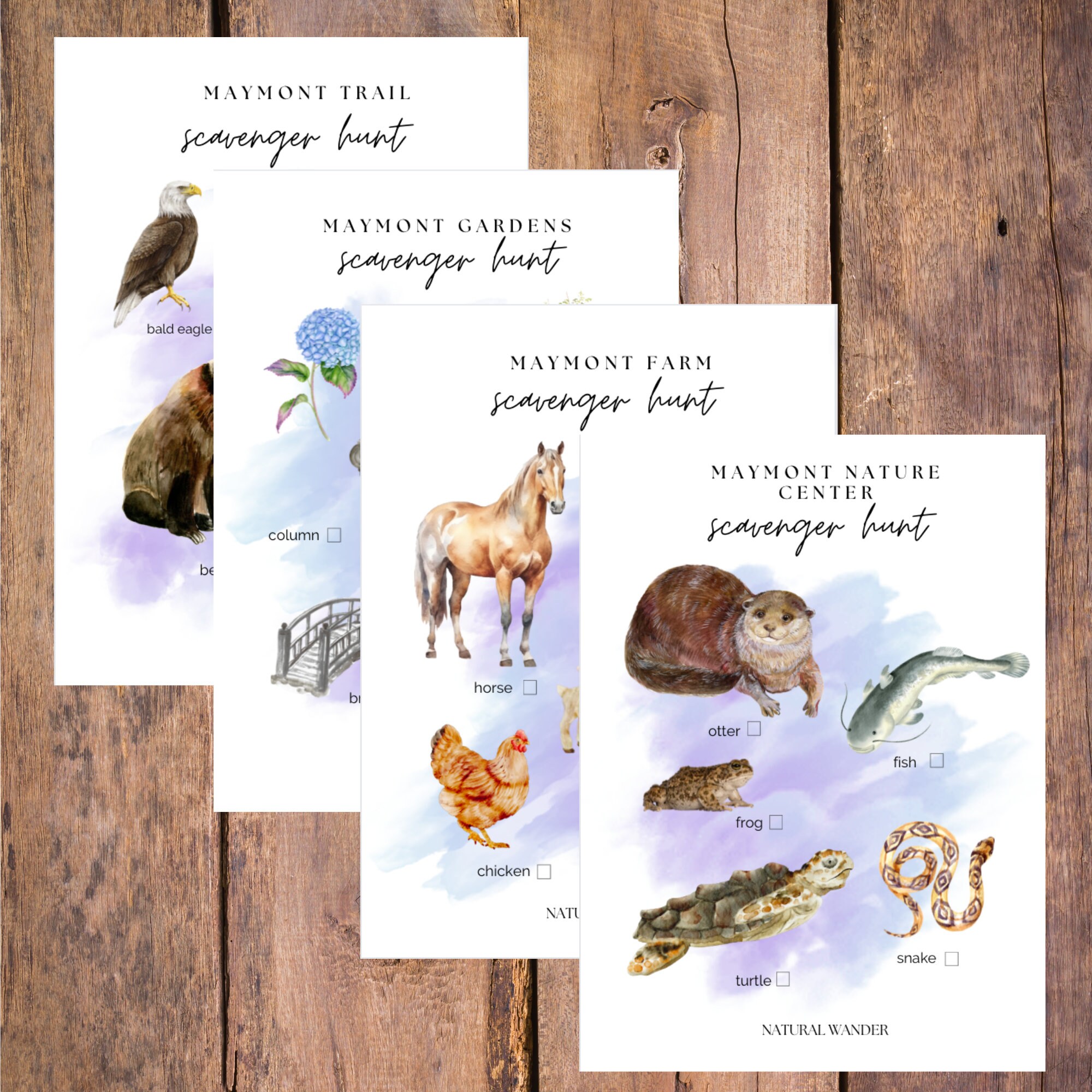 Park Scavenger Hunt, Printable, Instant Downloads, Watercolor Art