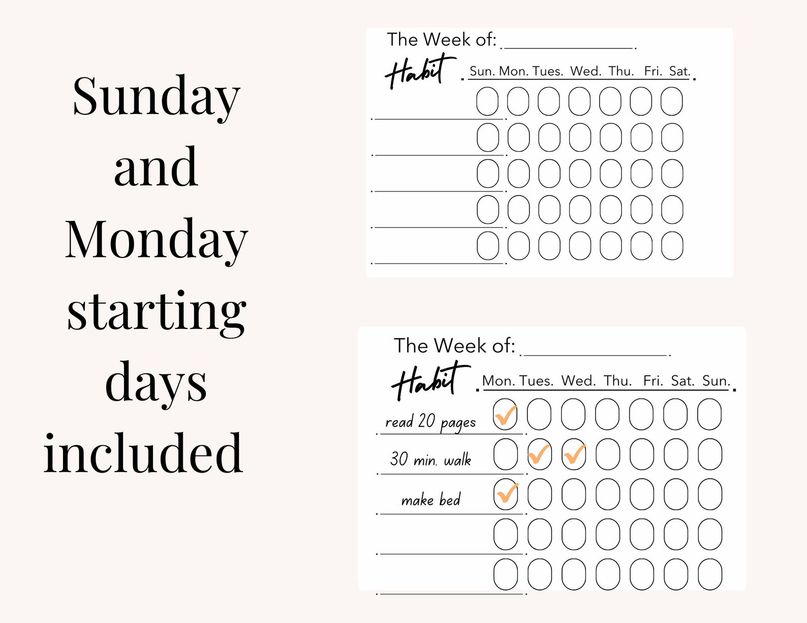 Black and White Printable Weekly Habit Tracker, Weekly Habit Tracker ...