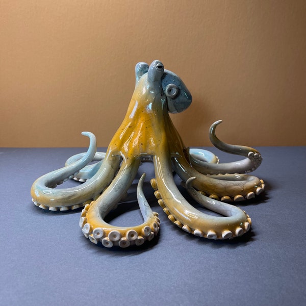 Ceramic octopus handmade tabletop art sculpture "lagoon" makes the perfect gift or centerpiece