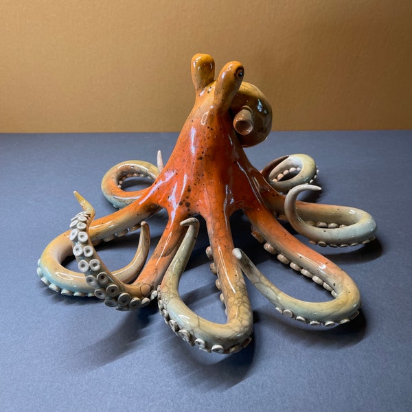 Ceramic octopus handmade tabletop art sculpture "Reef walker" makes the perfect gift or centerpiece