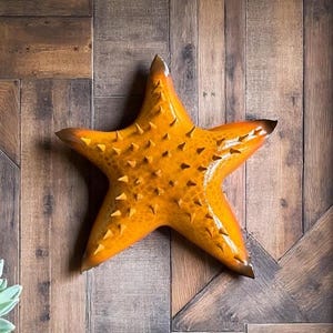 Hand-Sculpted Ceramic Starfish Wall Plaque: Ocean Decor Art