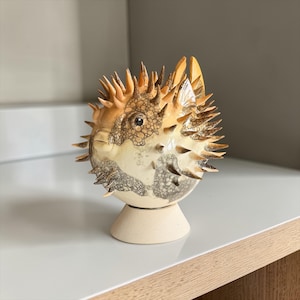 Kugelfisch Keramik Skulptur, Ocean Decor