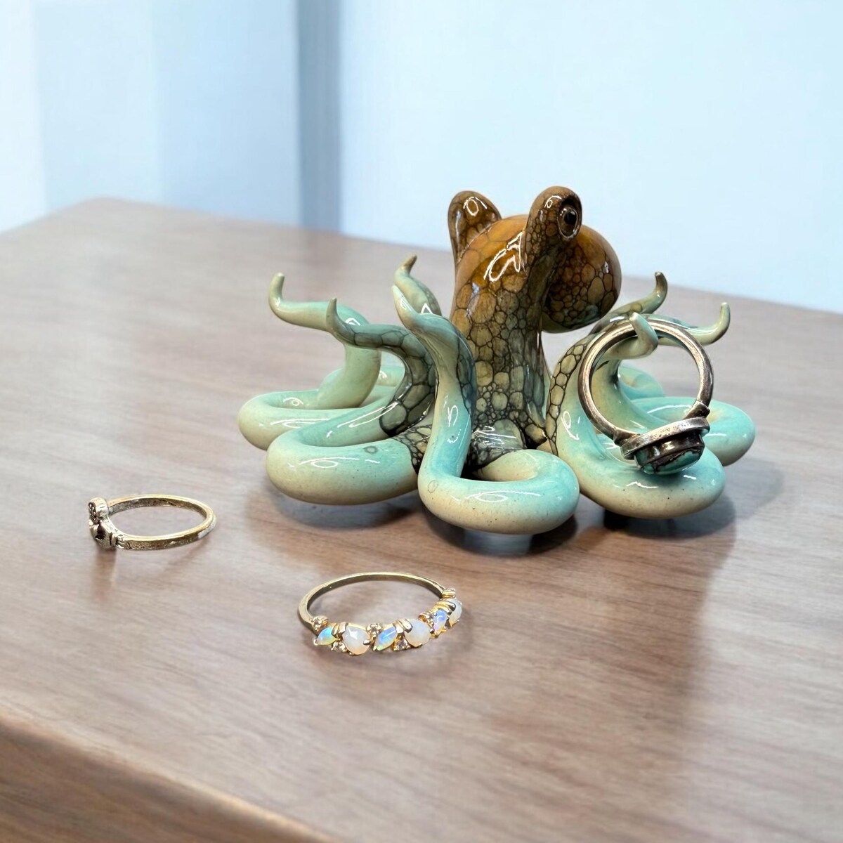 Handmade Aqua Blue, Brown and Orange Ceramic Octopus Ring Holder Perfect for Gifts and Ocean Lovers and Beach Themed Decor “tropical Sky” - Etsy